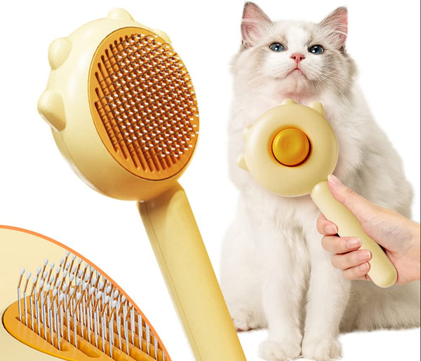 Pet Hair Cleaner Grooming Brush for Cats & Dogs – Self-Cleaning Deshedding Tool | Remove Loose Fur, Reduce Shedding & Massage Skin