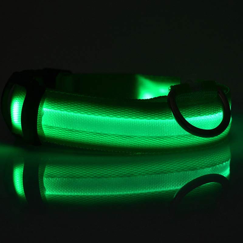 Nylon LED Luminous Dog Collar – Adjustable Flashing Glow in Dark Pet Safety Collar for Dogs & Cats | Night Walking Light-Up Leash Collar