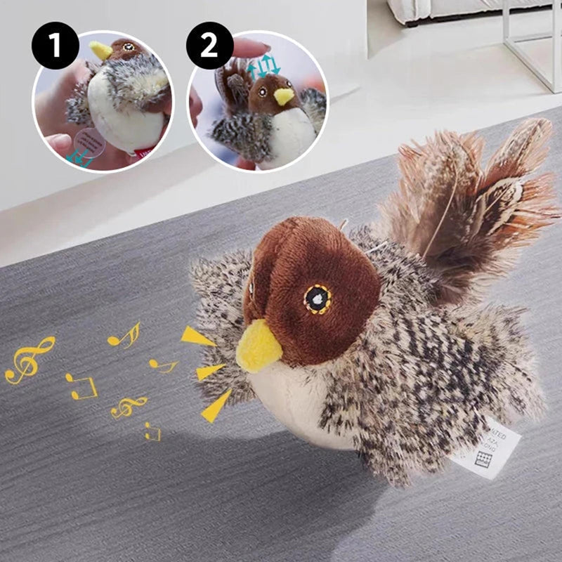 Interactive Electric Squeaky Bird Cat Toy – Realistic Flapping & Sound Plush Toy | USB Rechargeable Simulation Bird Toy for Cats Stress Relief & Hunting Play