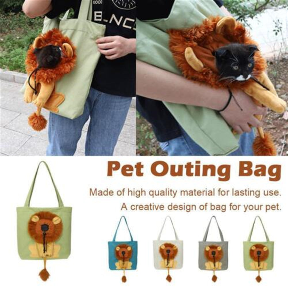 Soft Pet Carrier Bag (Lion Design) – Portable Breathable Travel Carrier for Cats & Small Dogs