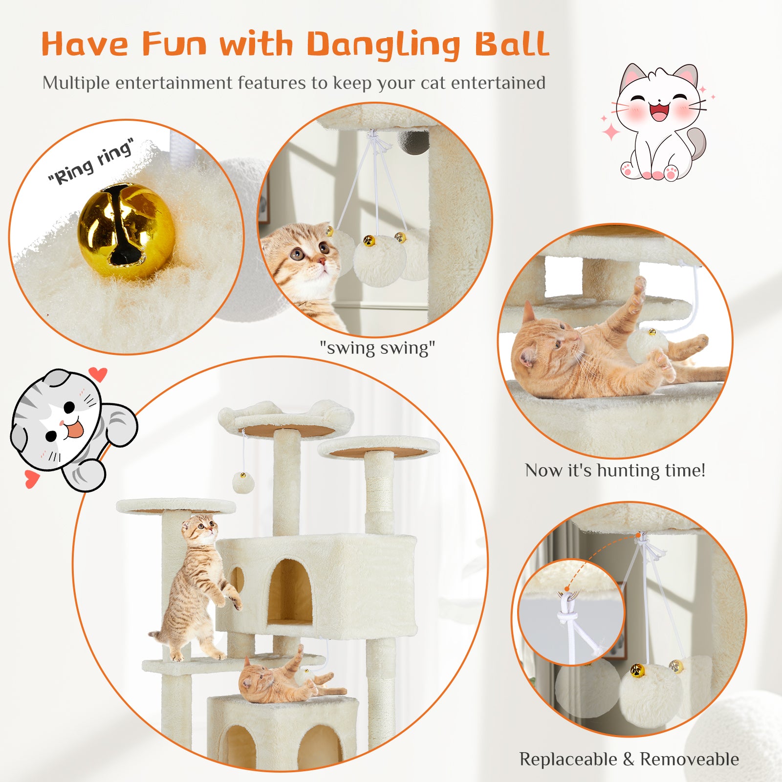 Multi-Functional Cat Treehouse & Climbing Frame – Cat Tower with Scratching Posts, Condo & Play Area
