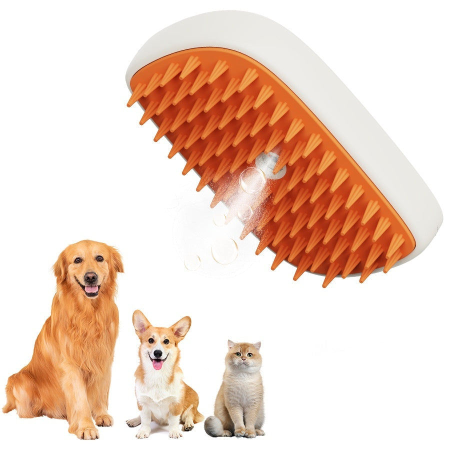 USB Rechargeable Pet Steam Brush Spray Comb – 3 in 1 Cat & Dog Grooming Massage Tool for Shedding Control & Detangling