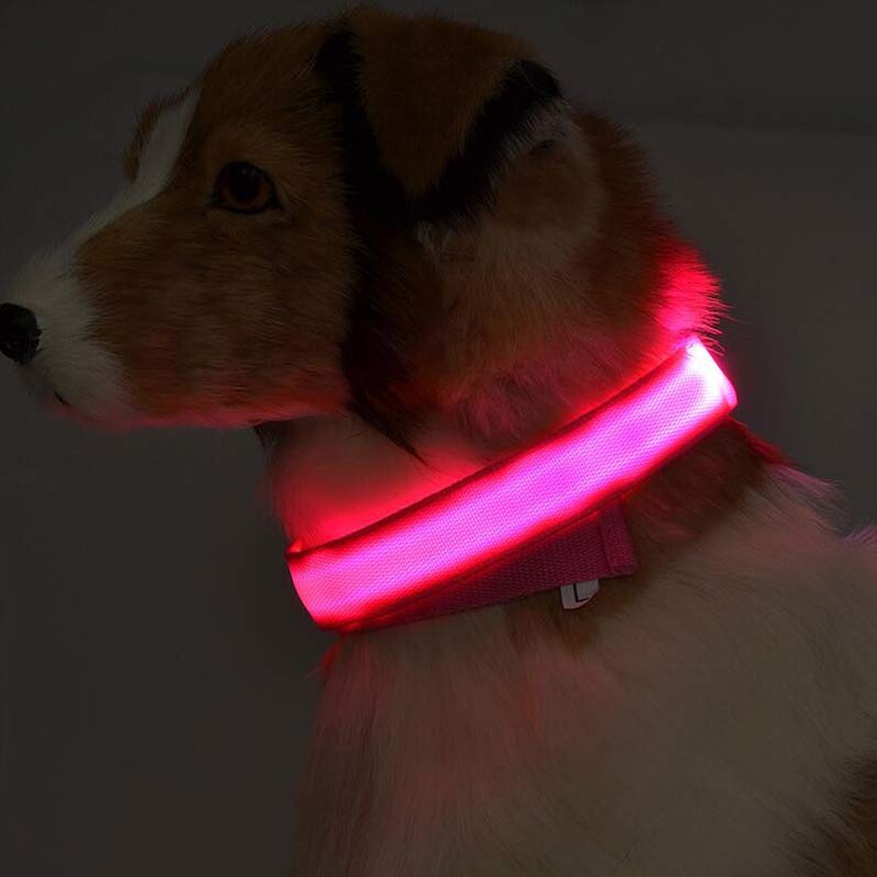 Nylon LED Luminous Dog Collar – Adjustable Flashing Glow in Dark Pet Safety Collar for Dogs & Cats | Night Walking Light-Up Leash Collar