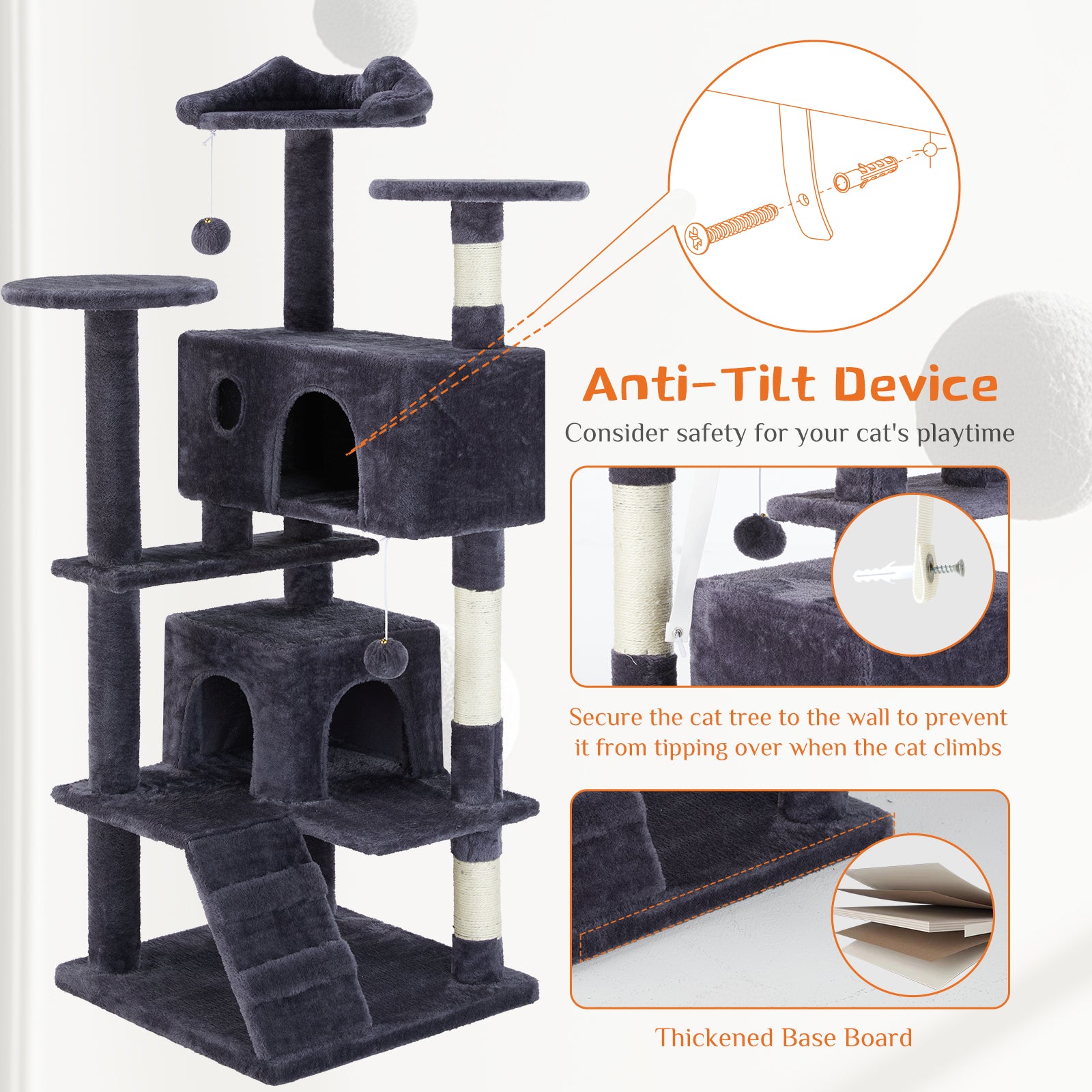 Multi-Functional Cat Treehouse & Climbing Frame – Cat Tower with Scratching Posts, Condo & Play Area