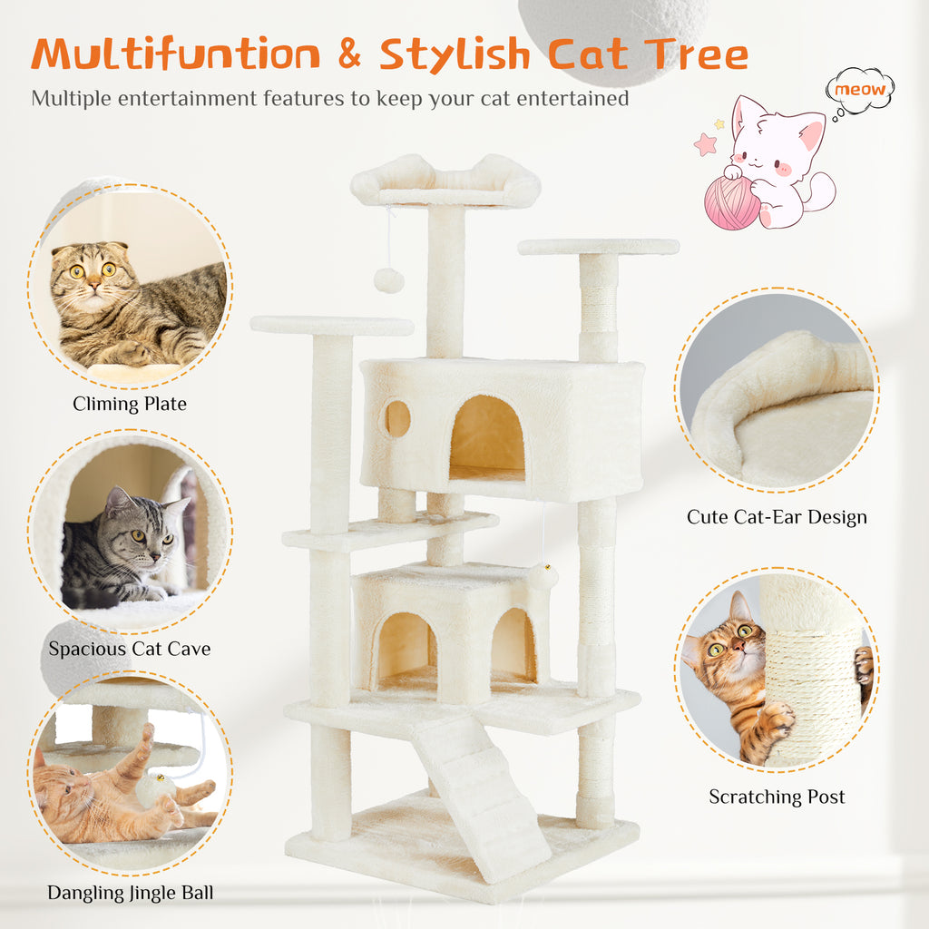 Multi-Functional Cat Treehouse & Climbing Frame – Cat Tower with Scratching Posts, Condo & Play Area