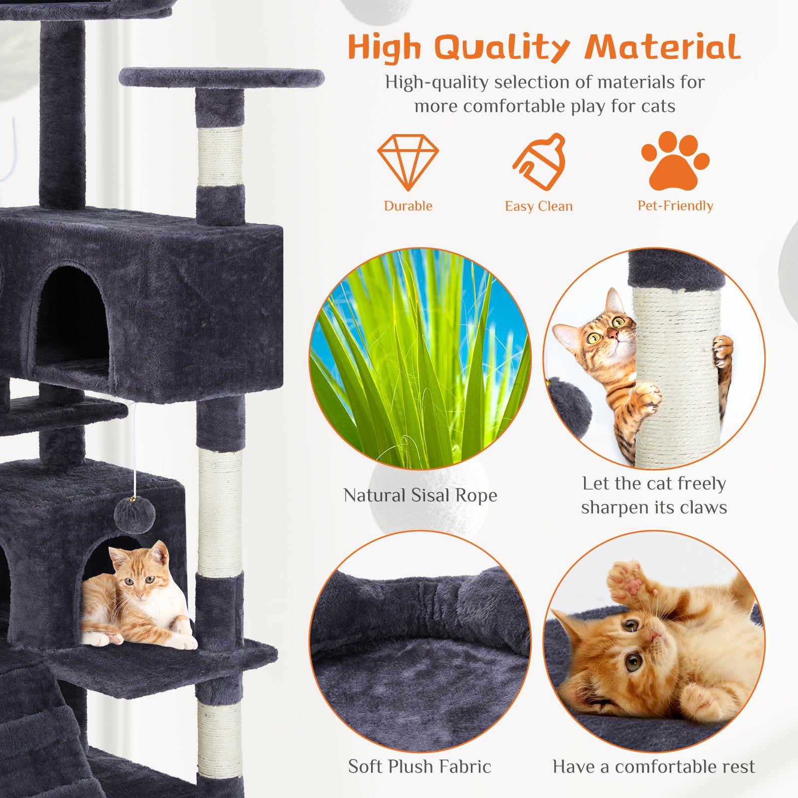 Multi-Functional Cat Treehouse & Climbing Frame – Cat Tower with Scratching Posts, Condo & Play Area