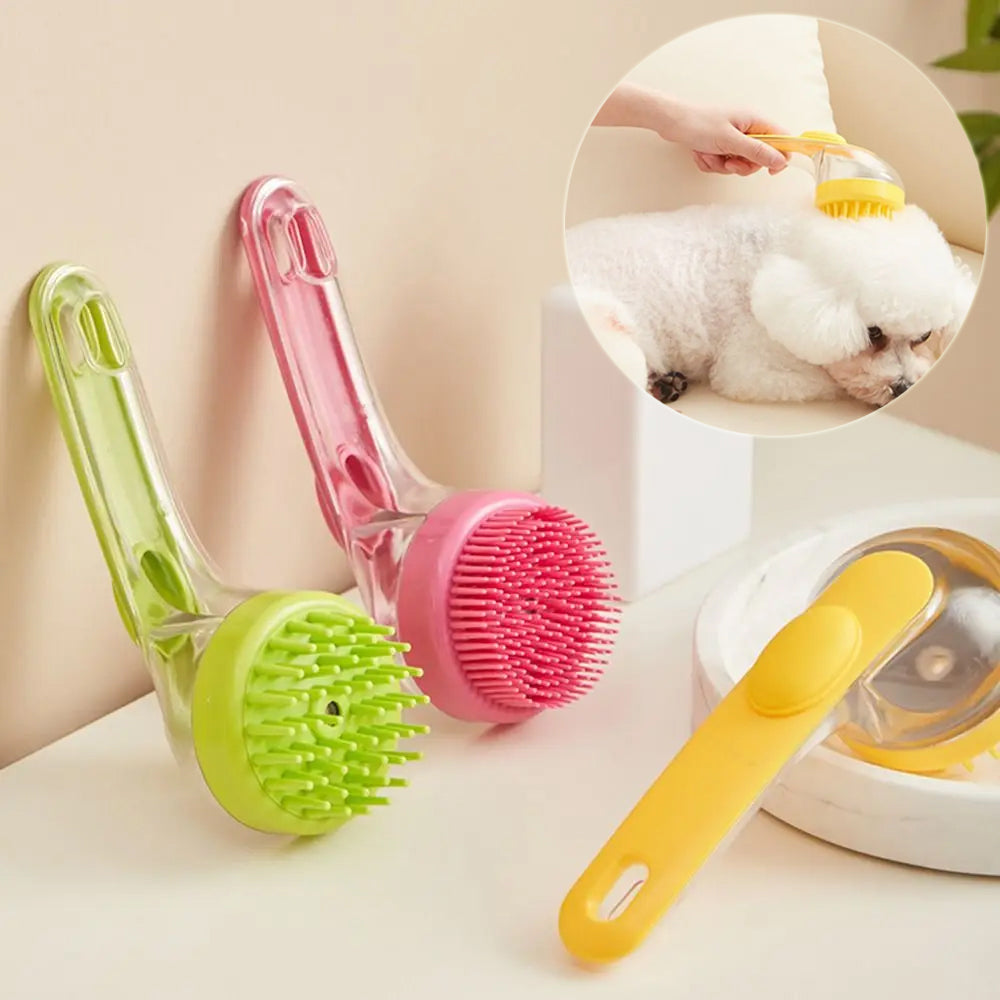 Long Handle Pet Bath Brush for Dogs & Cats – 2 in 1 Grooming & Cleaning Brush  Gentle Shampoo Massage Comb for Bath Time & Shedding Control