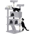 Made4Pets 56" Multi-Level Cat Tree Tower for Indoor Cats - 2 Condo Apartments, Sisal Scratching Posts & Hanging Toys, Light Gray