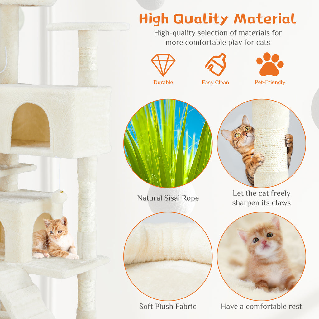 Multi-Functional Cat Treehouse & Climbing Frame – Cat Tower with Scratching Posts, Condo & Play Area