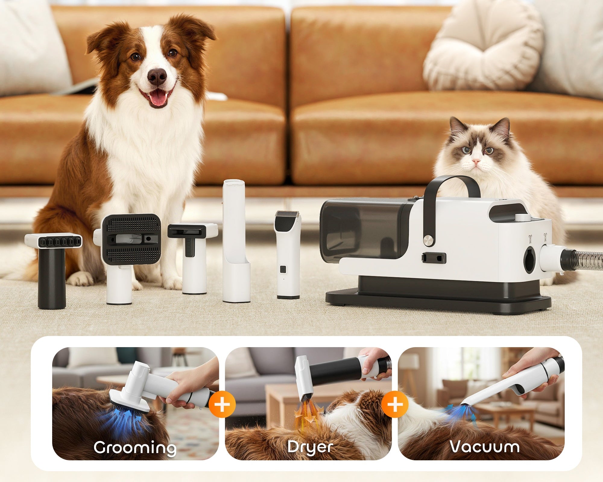 5 in 1 Dog Grooming Kit – Professional Pet Hair Trimmer, Clipper & Nail Grinder Set | Rechargeable All-in-One Dog & Cat Grooming Tool